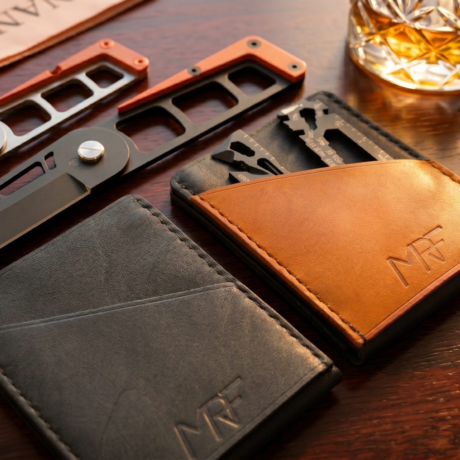 MRF Wallet brown and black leather variant — modular tool wallet — Designed in Ukraine
