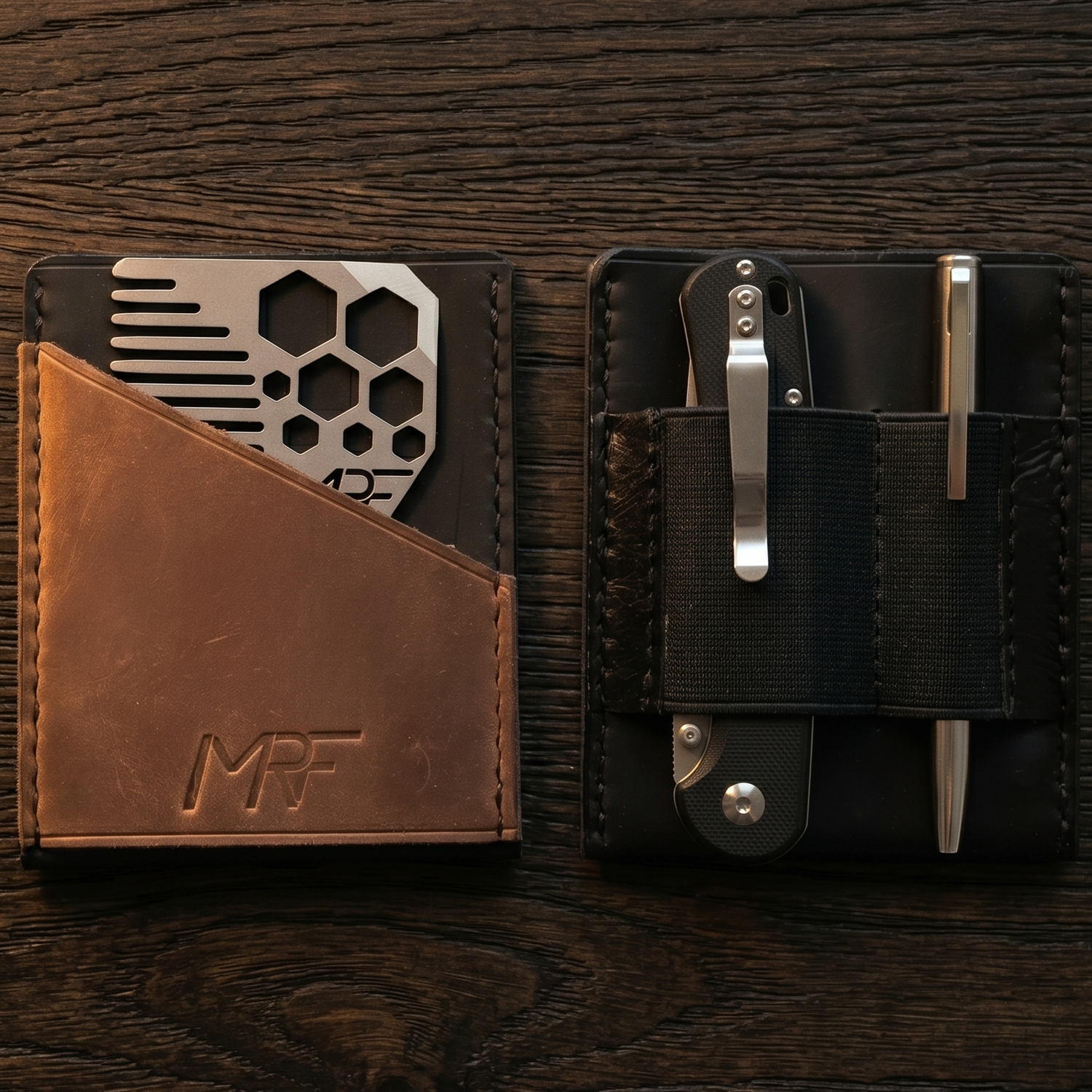 MRF Wallet — modular leather EDC cardholder fits all MRF multitools — Designed in Ukraine