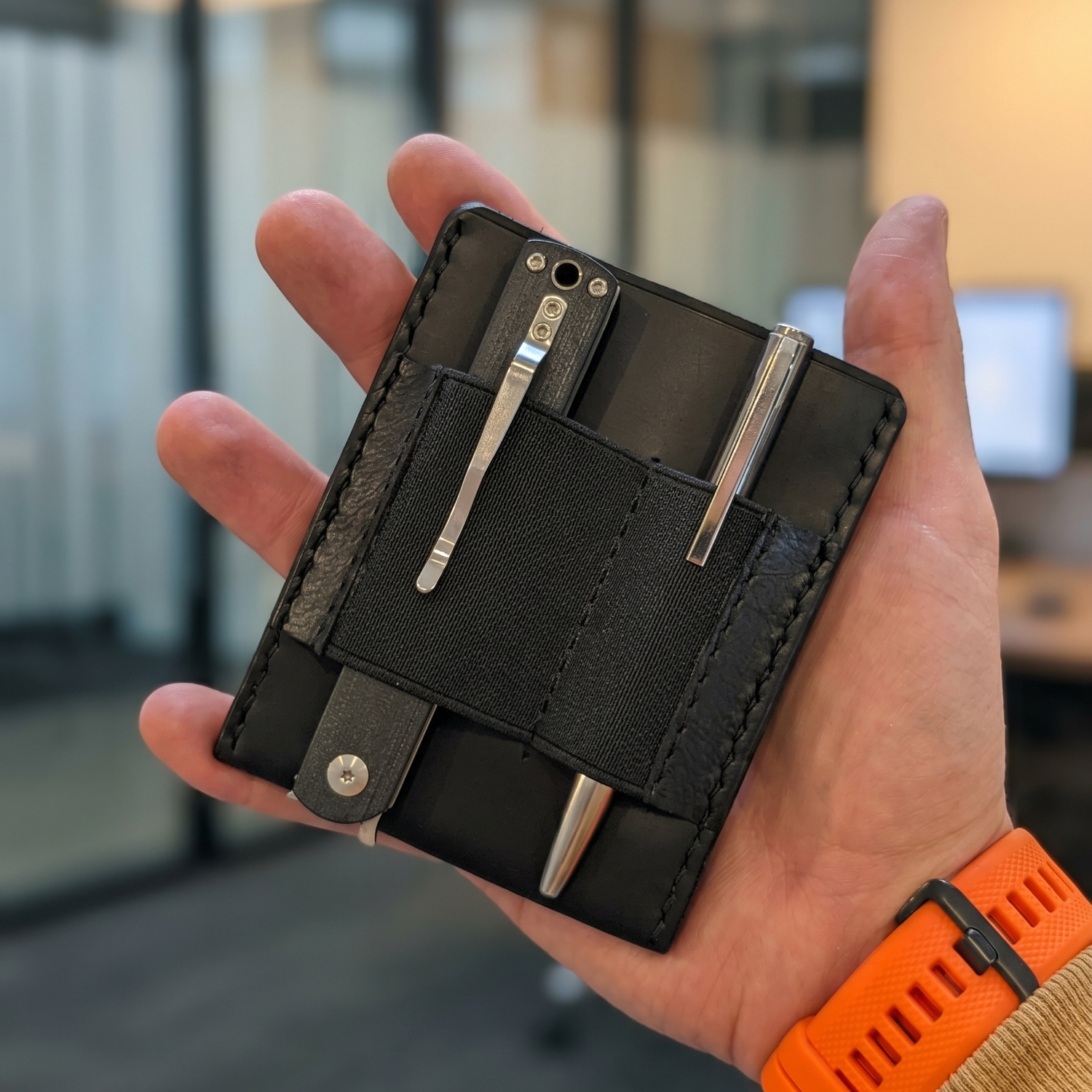 MRF Wallet leather construction detail with stitching — Designed in Ukraine by MRF Tools