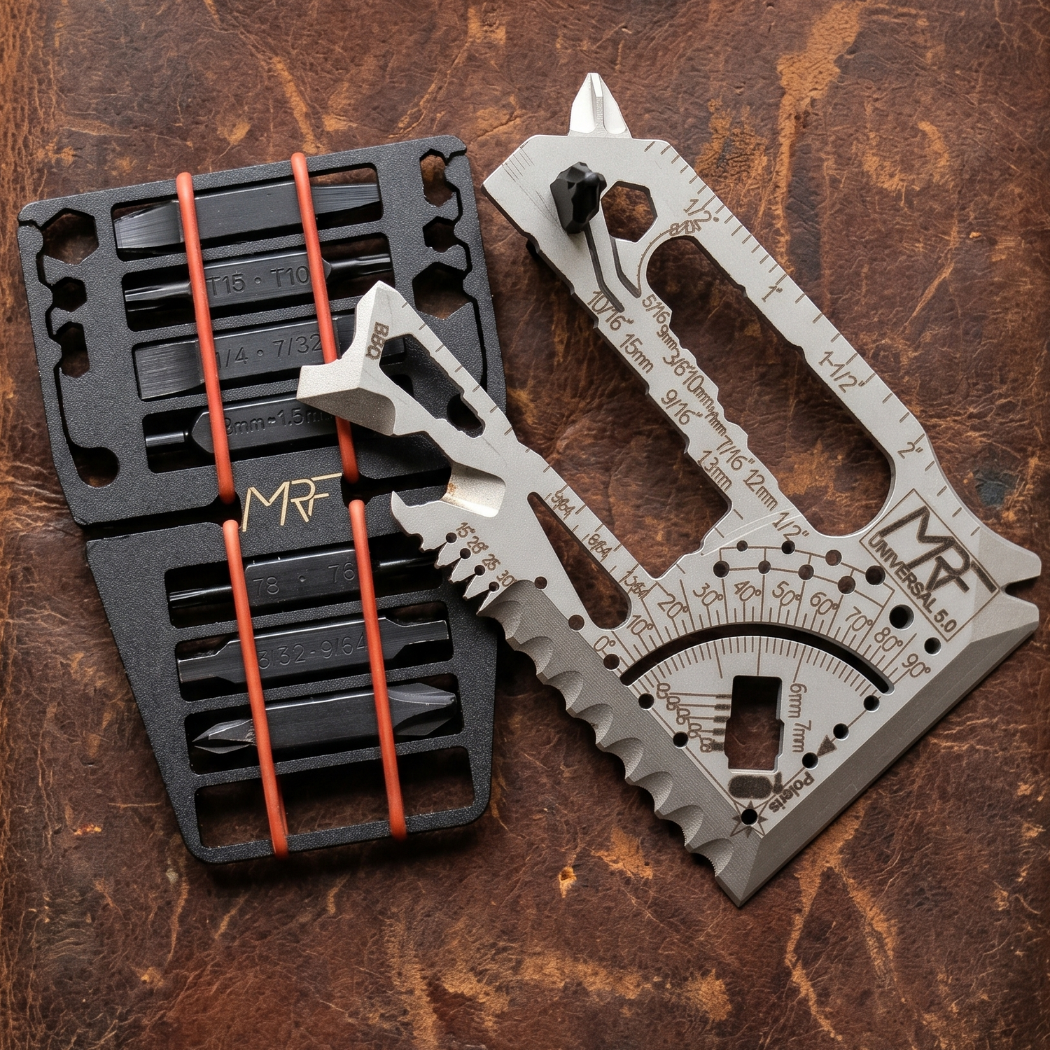 Universal 5.0 detail showing serrated blade and bit driver — Designed in Ukraine