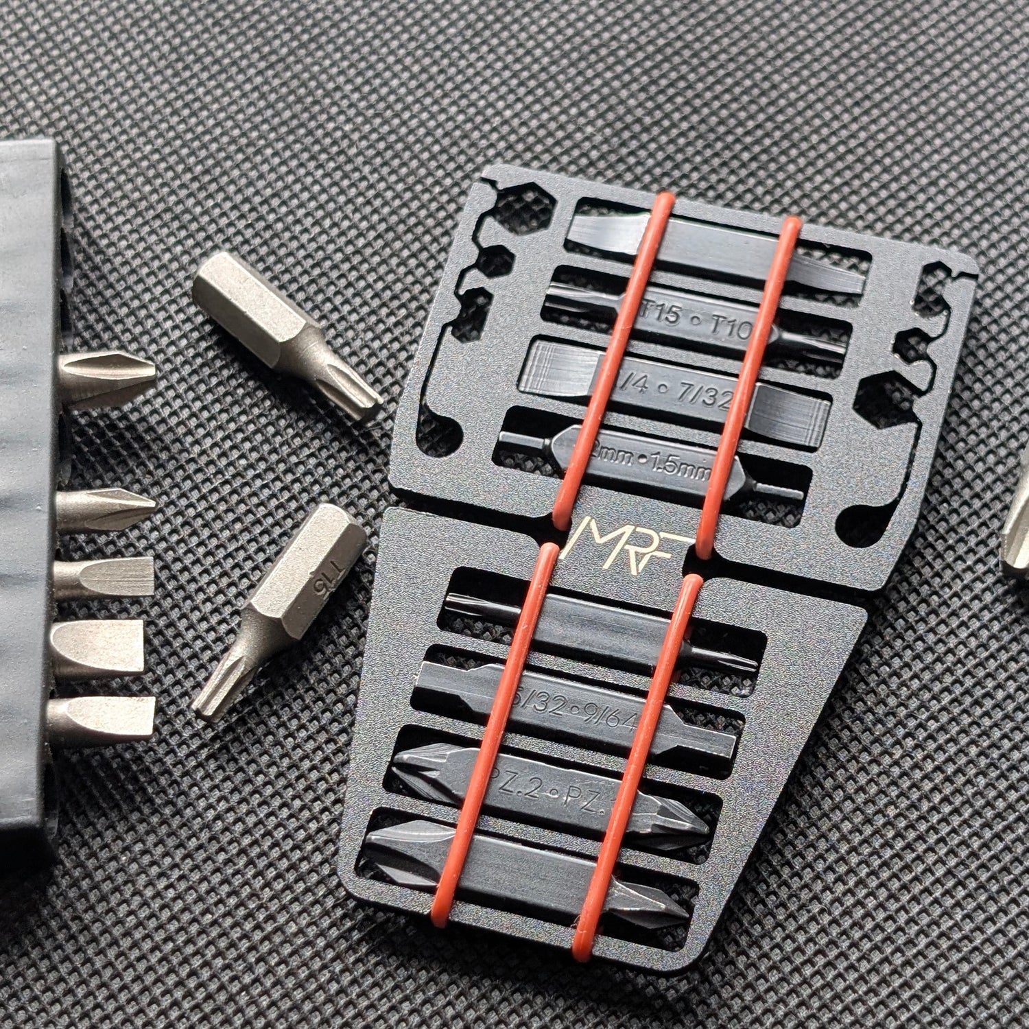 Bit Store Card with screwdriver bits loaded — wallet-sized bit holder — Designed in Ukraine