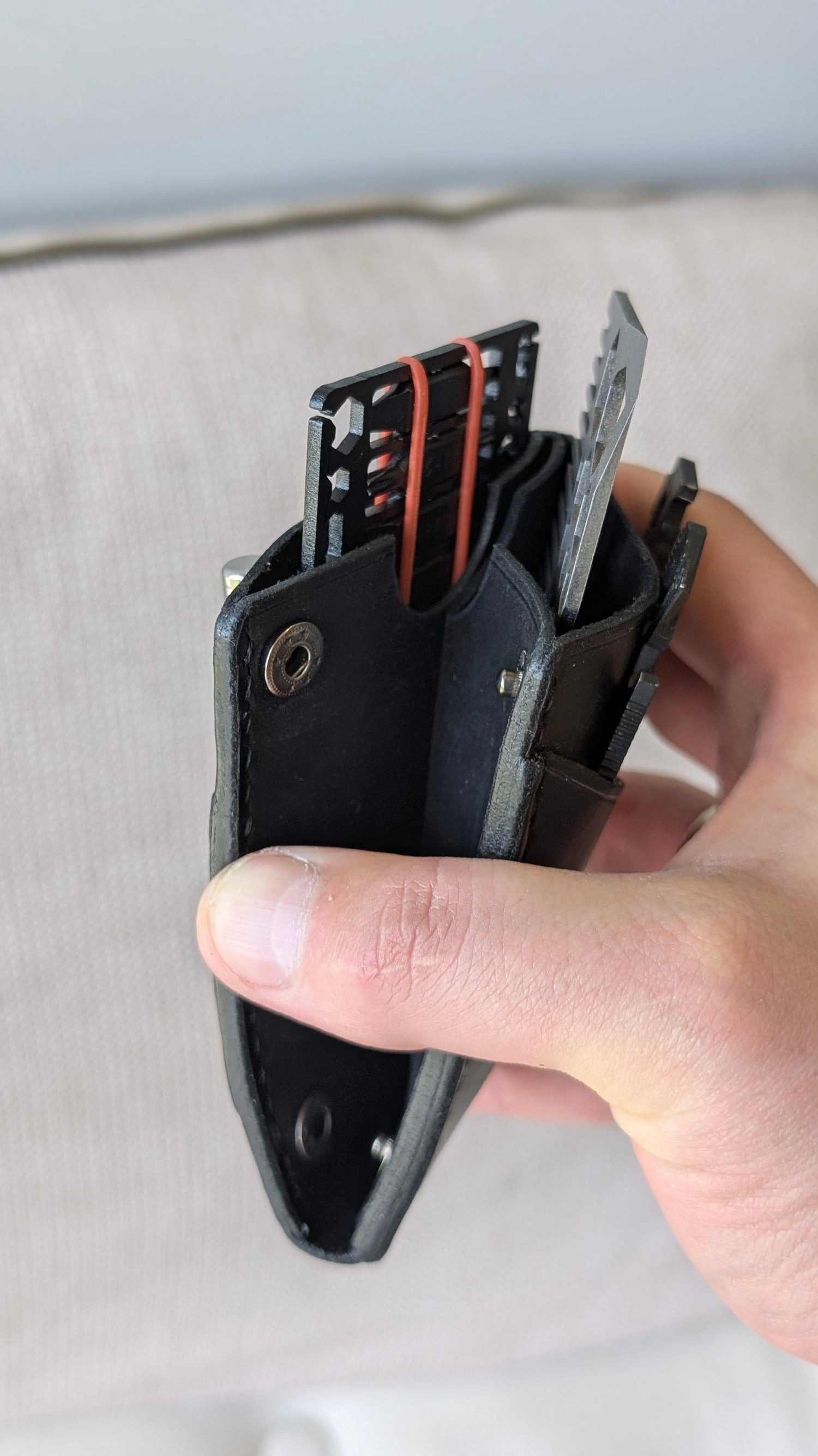 MRF Wallet opened showing card and tool compartments — leather EDC — Designed in Ukraine