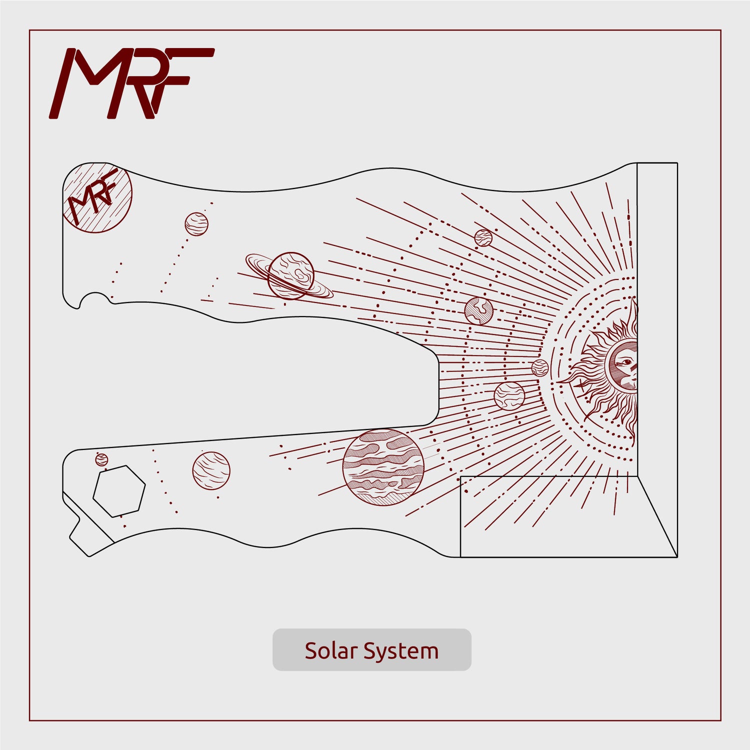 Card Knife Tattoo - Solar System design