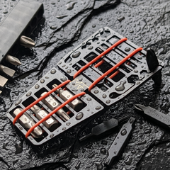 Bit Store Card — 16-bit credit card holder with 3 built-in drivers — titanium and steel — Designed in Ukraine