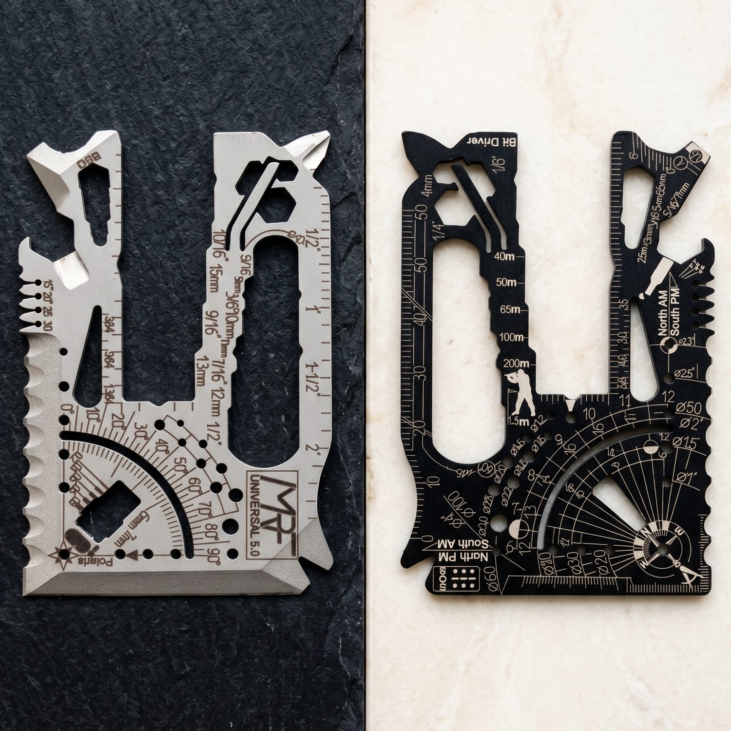 Universal 5.0 | 70-in-1 Card Multitool with Serrated Blade | Titanium & 440C Steel