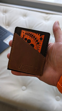 MRF Wallet leather texture and edge stitching close-up — Designed in Ukraine